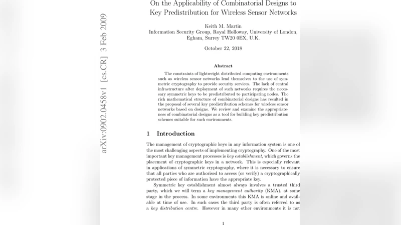 On the Applicability of Combinatorial Designs to Key Predistribution for   Wireless Sensor Networks