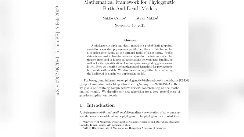 Mathematical Framework for Phylogenetic Birth-And-Death Models