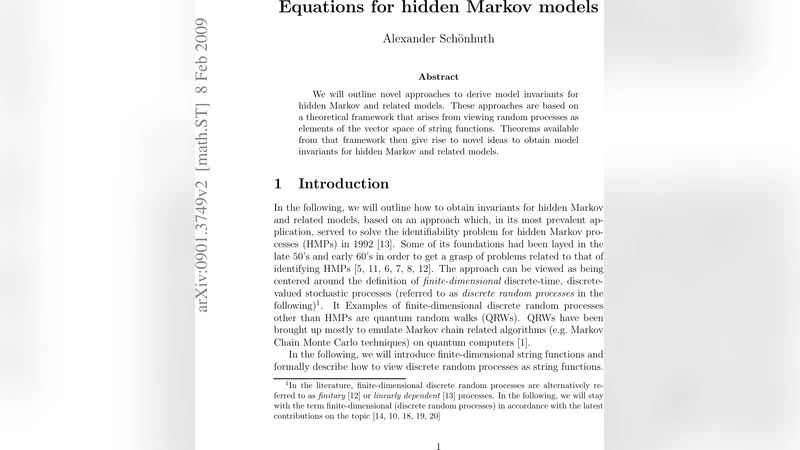 Equations for hidden Markov models