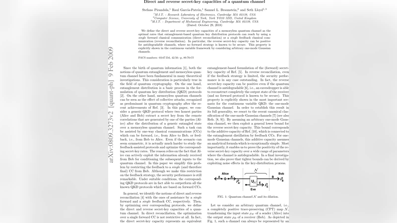 Direct and Reverse Secret-Key Capacities of a Quantum Channel