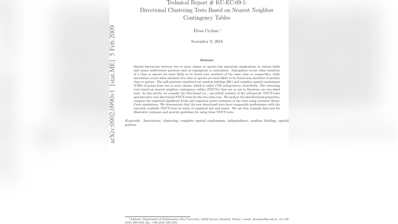Directional Clustering Tests Based on Nearest Neighbor Contingency   Tables