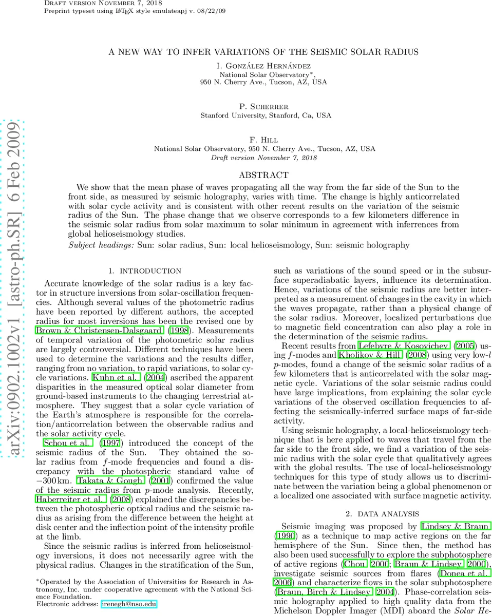 A new way to infer variations of the seismic solar radius