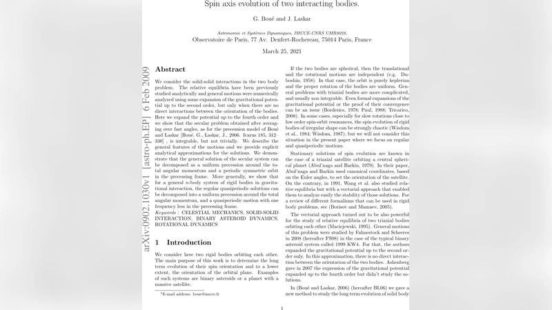 Solid-solid interaction in the two body problem