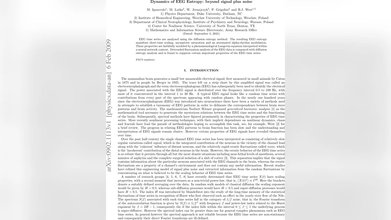 Dynamics of EEG Entropy: beyond signal plus noise