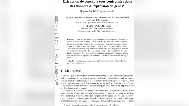 Extraction de concepts sous contraintes dans des donnees dexpression   de g`enes