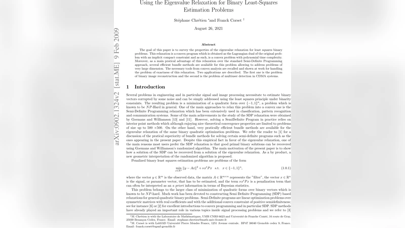 Using the Eigenvalue Relaxation for Binary Least-Squares Estimation   Problems