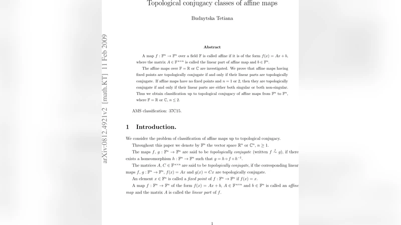 Topological conjugacy classes of affine maps