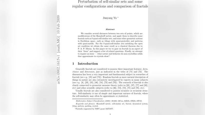 Perturbation of self-similar sets and some regular configurations and   comparison of fractals