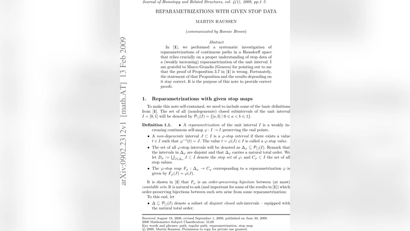 Reparametrizations with given stop data