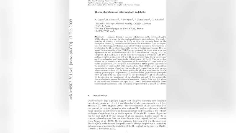 21-cm absorbers at intermediate redshifts