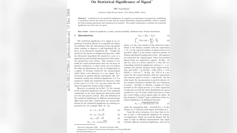 On Statistical Significance of Signal