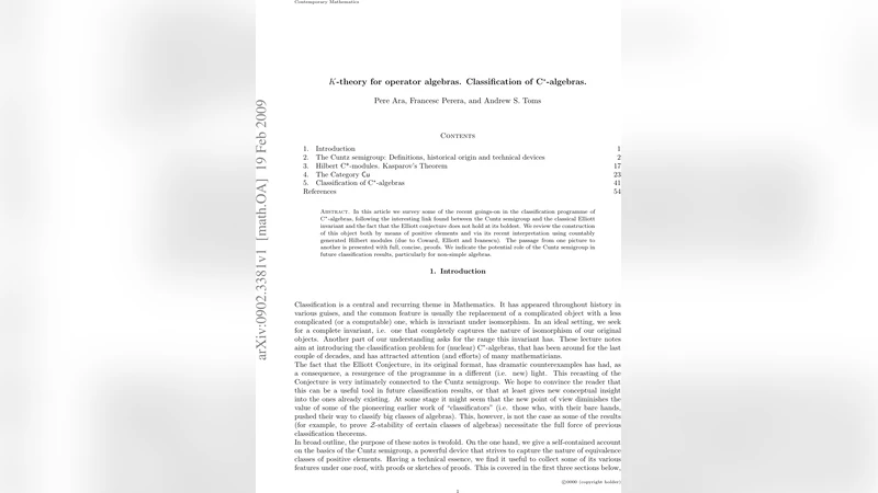 K-Theory for operator algebras. Classification of C$^*$-algebras