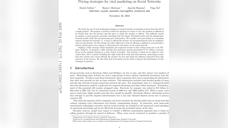 Pricing strategies for viral marketing on Social Networks