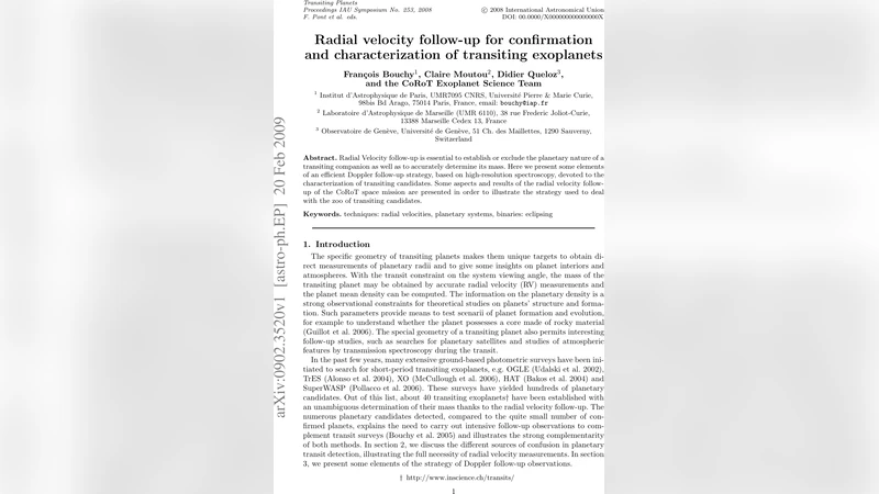 Radial velocity follow-up for confirmation and characterization of   transiting exoplanets