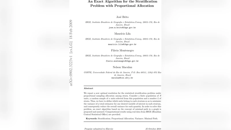 An Exact Algorithm for the Stratification Problem with Proportional   Allocation
