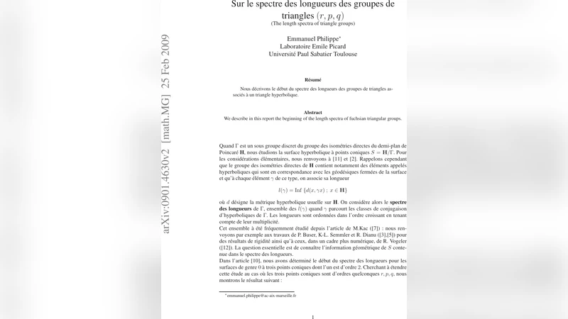 Sur le spectre des longueurs des groupes de triangles