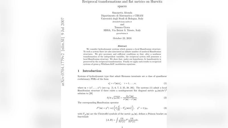 Reciprocal transformations and flat metrics on Hurwitz spaces