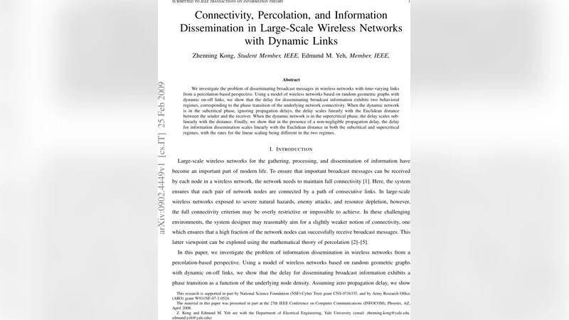Connectivity, Percolation, and Information Dissemination in Large-Scale   Wireless Networks with Dynamic Links