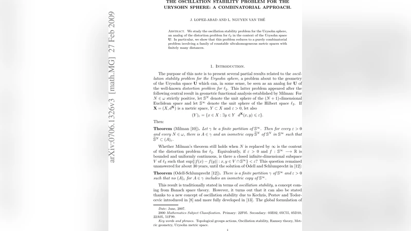 The oscillation stability problem for the Urysohn sphere: A   combinatorial approach