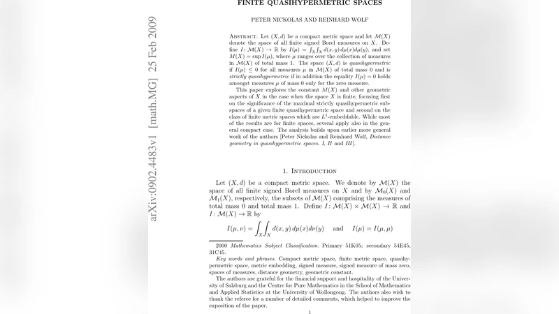 Finite Quasihypermetric Spaces