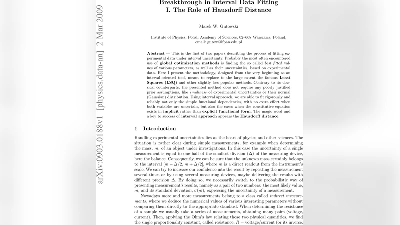 Breakthrough in Interval Data Fitting I. The Role of Hausdorff Distance