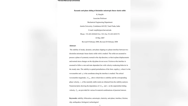 Dynamic anti-plane sliding of dissimilar anisotropic linear elastic   solids