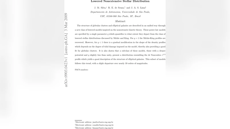 Lowered Nonextensive Stellar Distribution