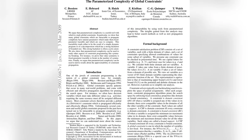 The Parameterized Complexity of Global Constraints