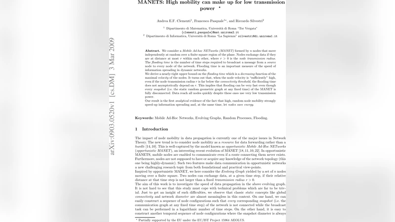 MANETS: High mobility can make up for low transmission power