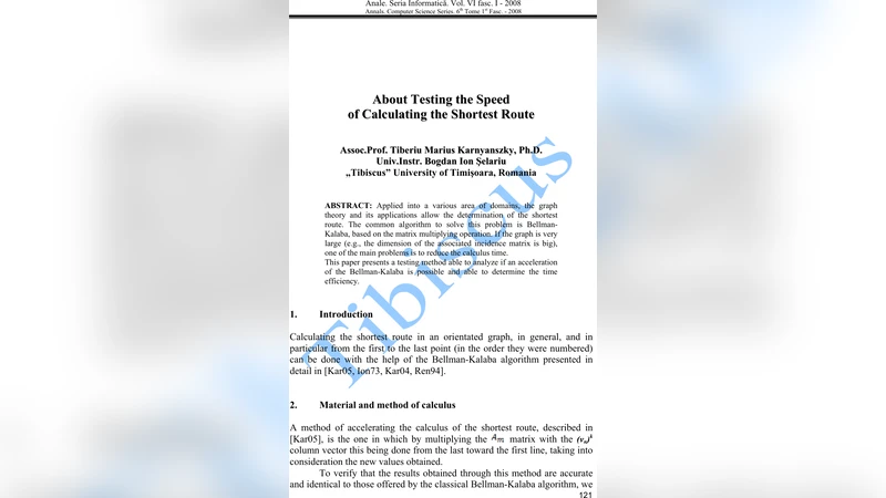 About Testing the Speed of Calculating the Shortest Route
