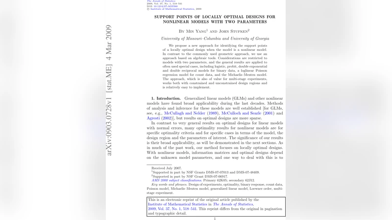 Support points of locally optimal designs for nonlinear models with two   parameters