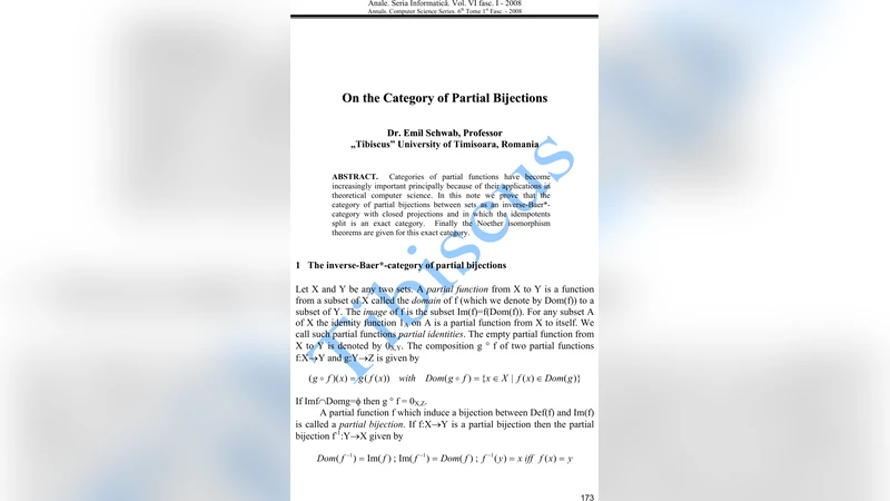 On the Category of Partial Bijections