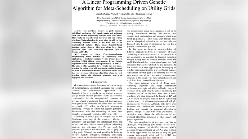 A Linear Programming Driven Genetic Algorithm for Meta-Scheduling on   Utility Grids