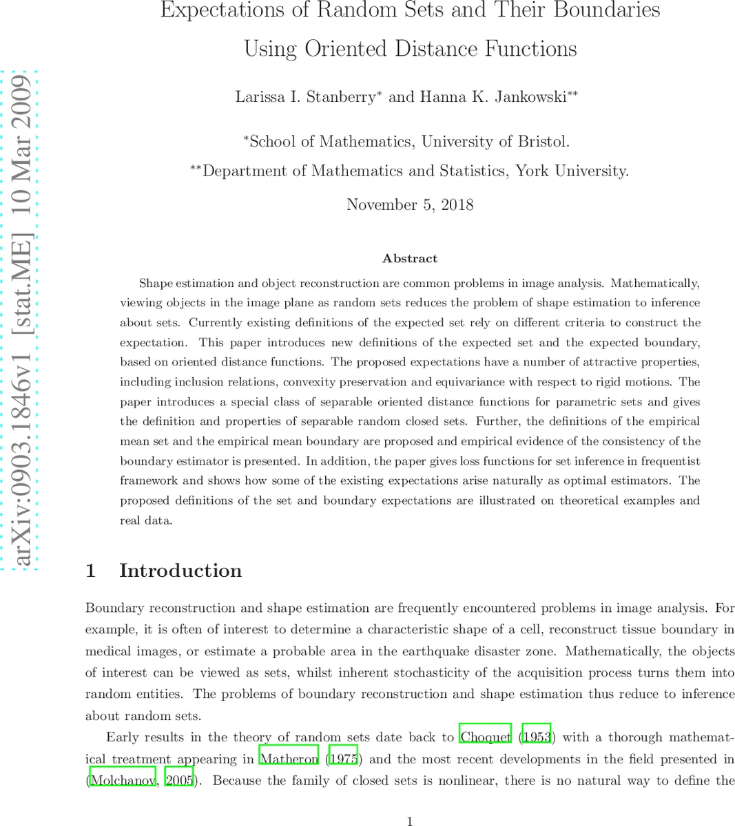 Expectations of Random Sets and Their Boundaries Using Oriented Distance   Functions