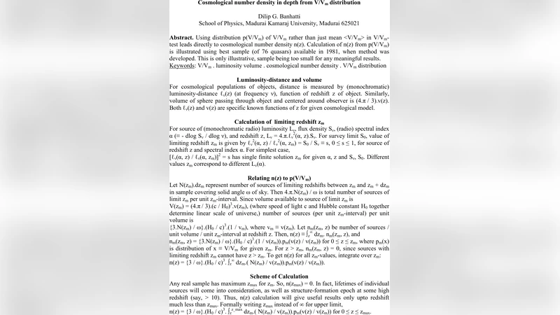 Cosmological number density in depth from V/Vm distribution
