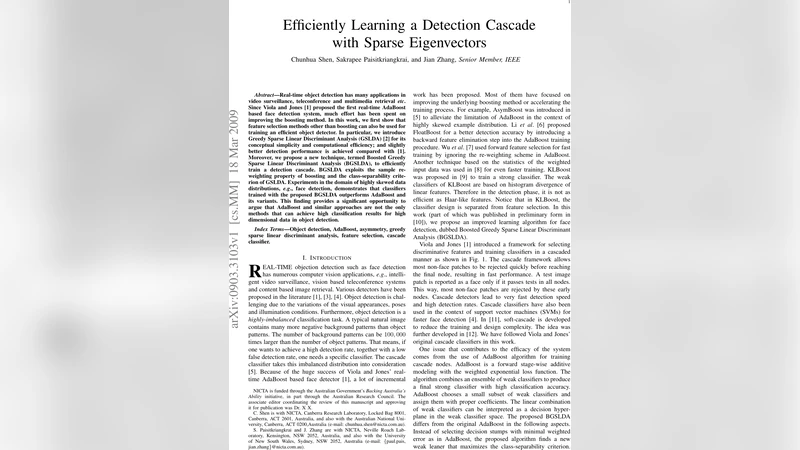 Efficiently Learning a Detection Cascade with Sparse Eigenvectors
