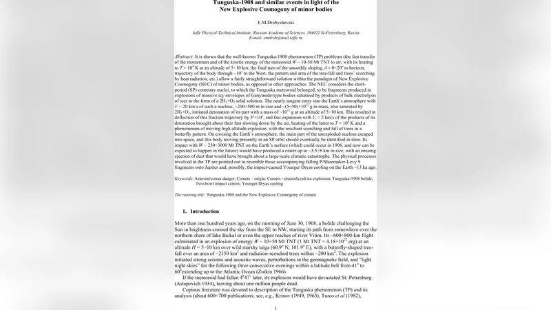 Tunguska-1908 and similar events in light of the New Explosive Cosmogony   of minor bodies