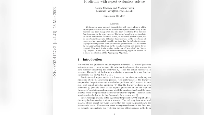 Prediction with expert evaluators advice