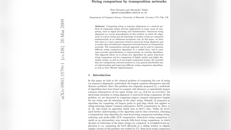 String comparison by transposition networks