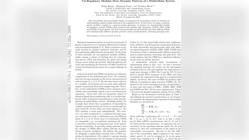 Cis-Regulatory Modules Drive Dynamic Patterns of a Multicellular System