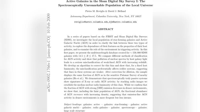 Active Galaxies in the Sloan Digital Sky Survey I: The Spectroscopically   Unremarkable Population of the Local Universe