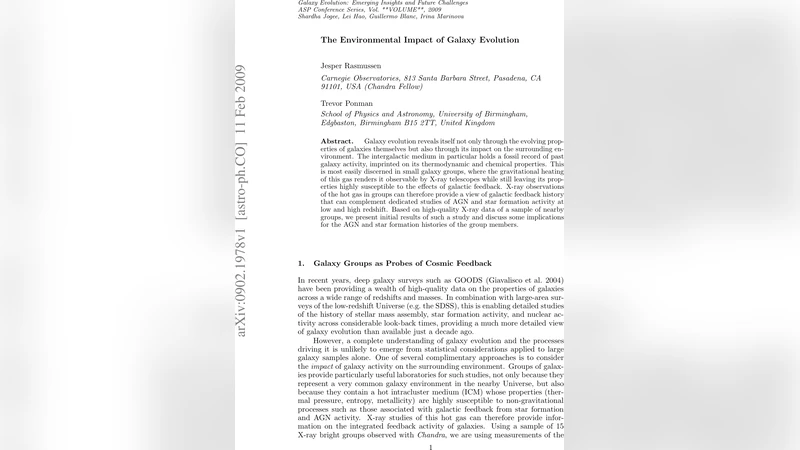 The Environmental Impact of Galaxy Evolution