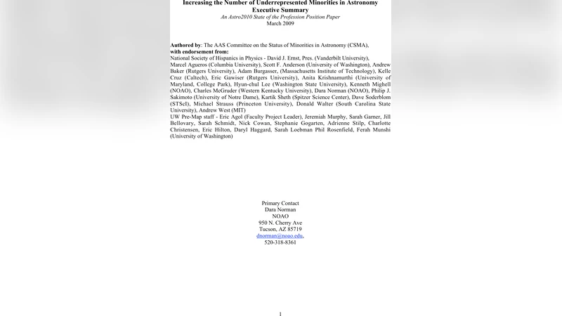 Increasing the Number of Underrepresented Minorities in Astronomy:   Executive Summary