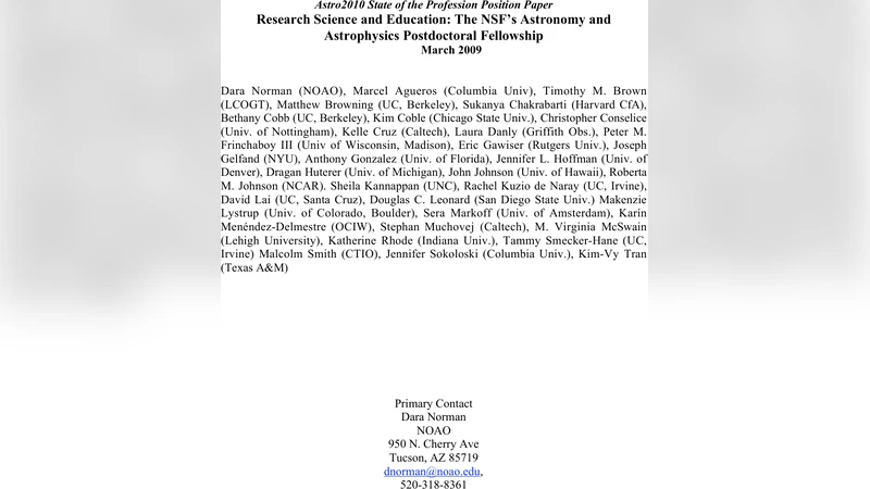 Research Science and Education: The NSFs Astronomy and Astrophysics   Postdoctoral Fellowship