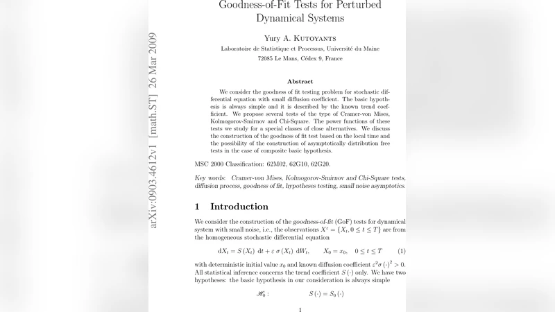 Goodness-of-Fit Tests for Perturbed Dynamical Systems