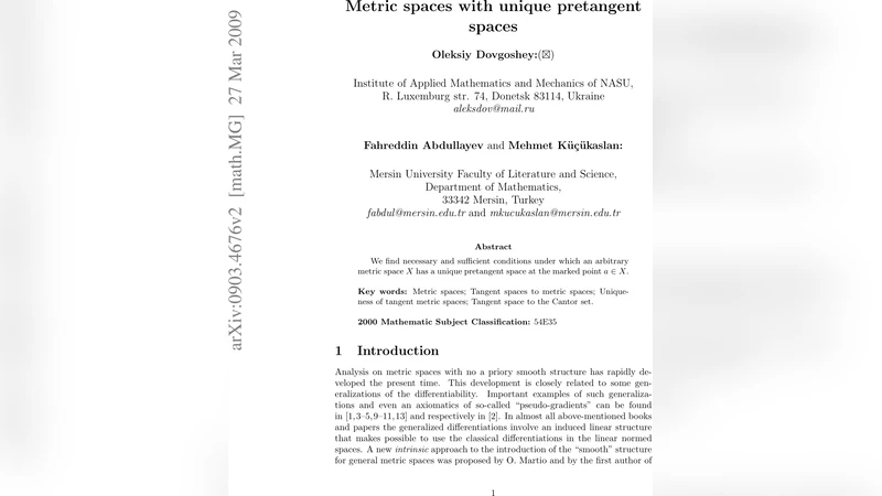Metric spaces with unique pretangent spaces