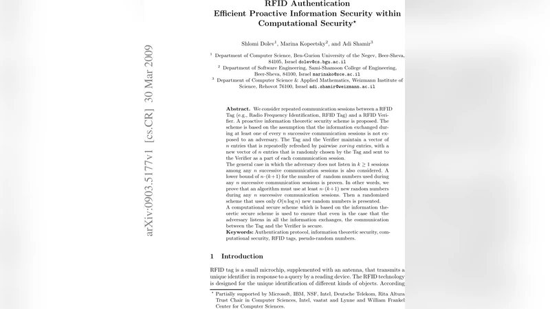 RFID Authentication, Efficient Proactive Information Security within   Computational Security