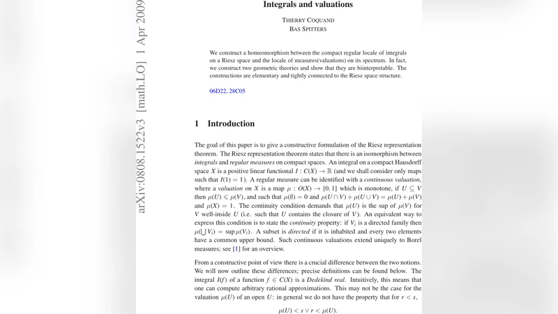 Integrals and Valuations