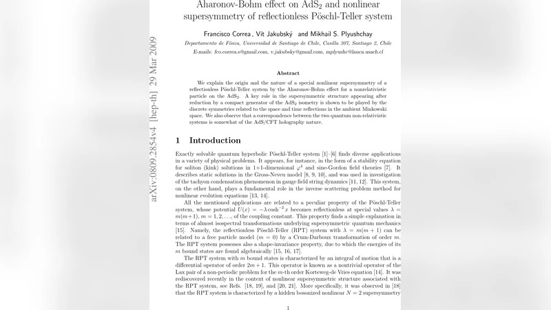 Aharonov-Bohm effect on AdS_2 and nonlinear supersymmetry of   reflectionless Poschl-Teller system