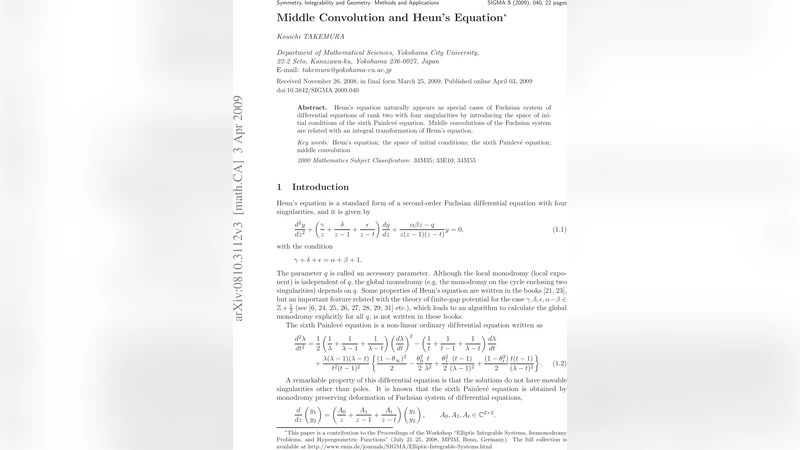 Middle Convolution and Heuns Equation